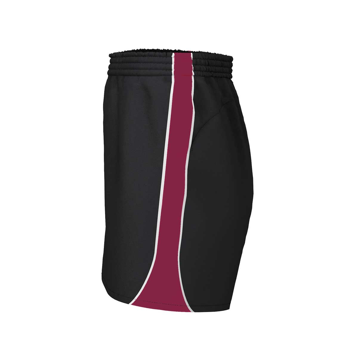 side view of iGen Unisex Sports Shorts Black/Maroon