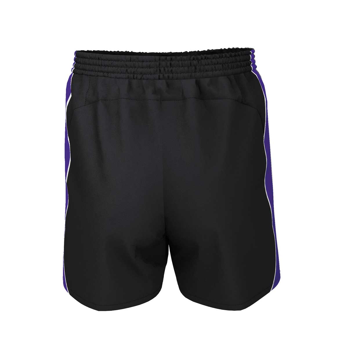 back view of iGen Unisex Sports Shorts Black/Purple