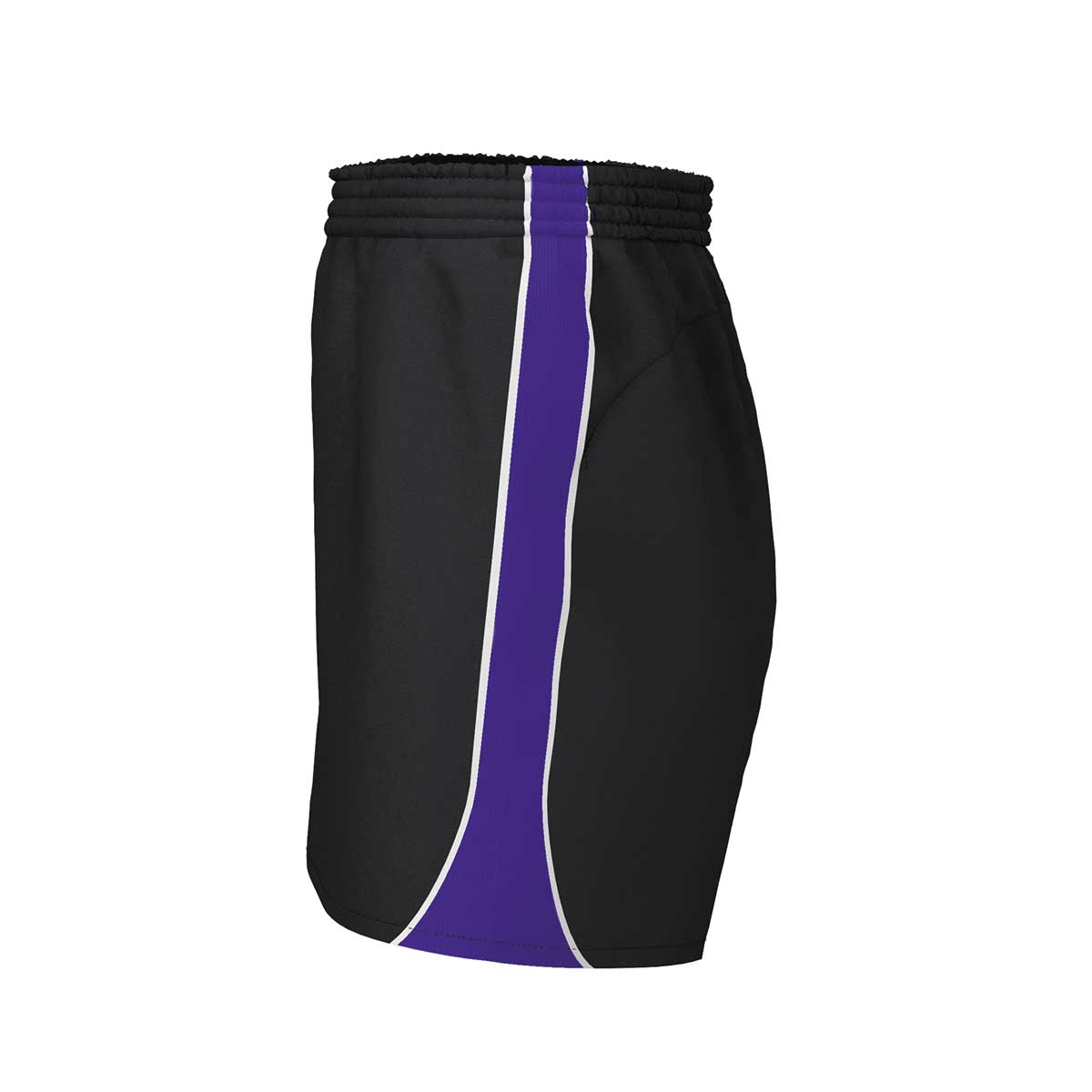 side view of iGen Unisex Sports Shorts Black/Purple