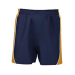 front view of iGen Unisex Sports Shorts Navy/Amber