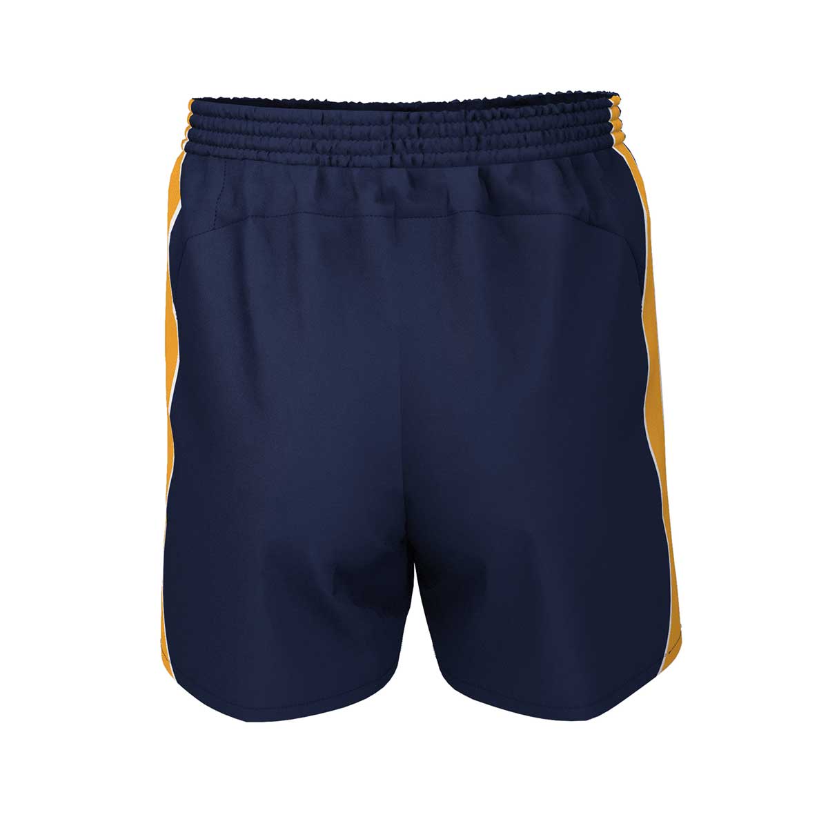 back view of iGen Unisex Sports Shorts Navy/Amber