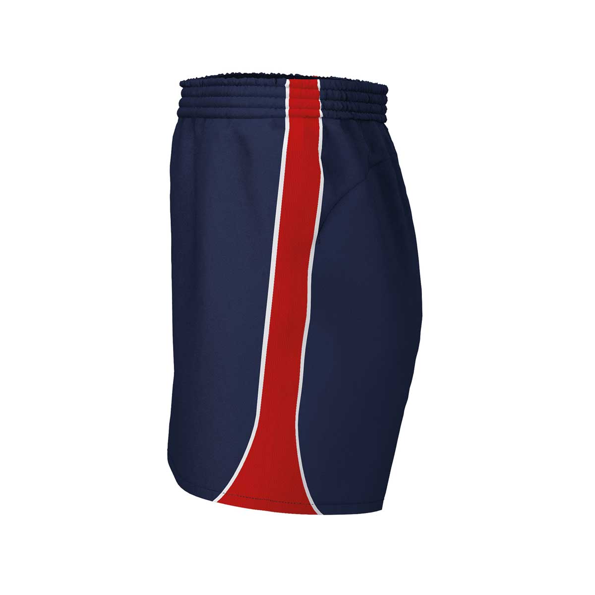 side view of iGen Unisex Sports Shorts Navy/Red
