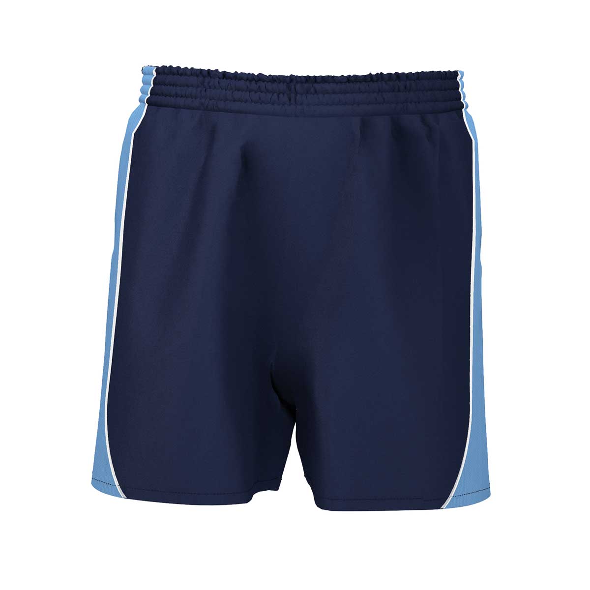 front view of iGen Unisex Sports Shorts Navy/Sky