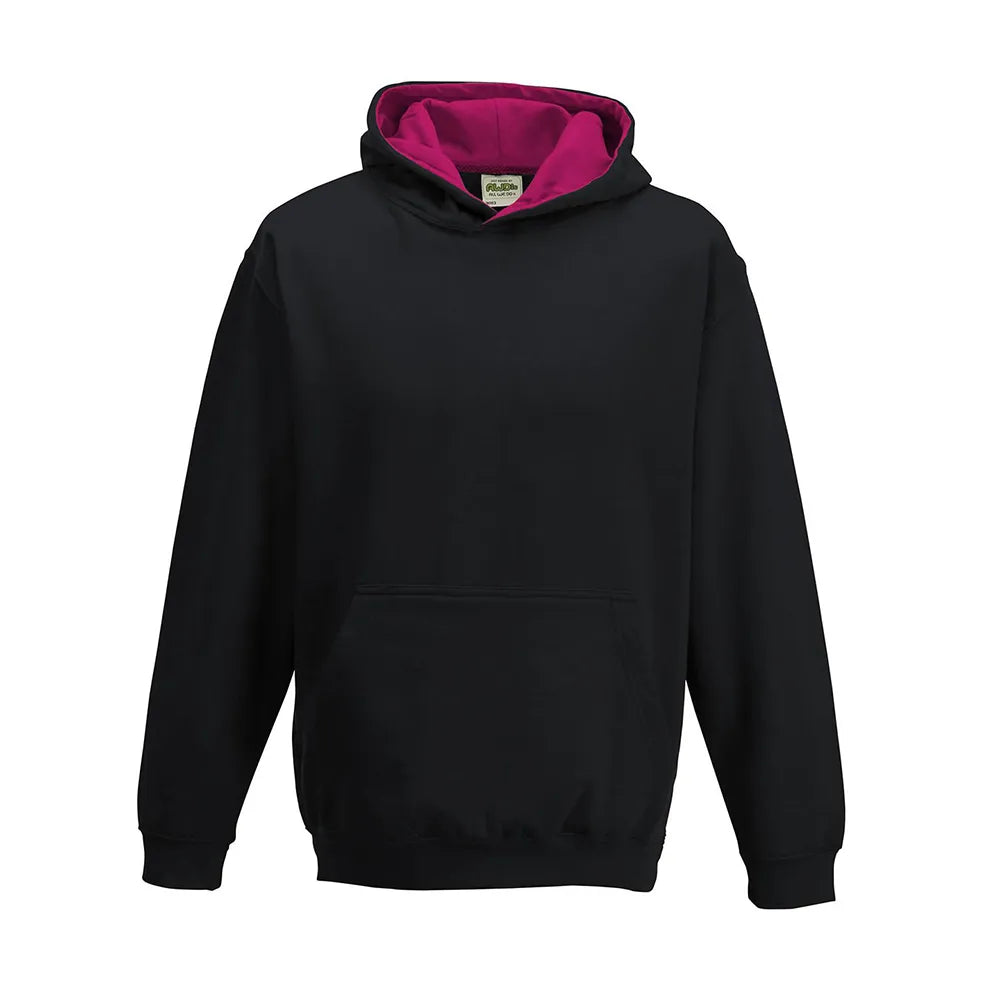 School Kids Varsity Hoodie Jet Black / Hot Pink