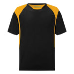 Sports T-Shirt for School PE Kit in black and amber made from JUCO Ecotech fabric