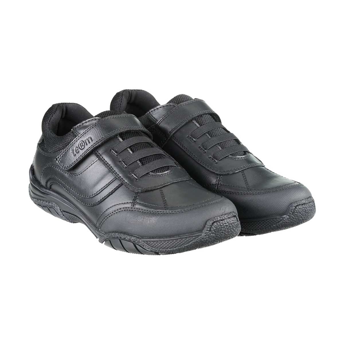 Maxx Black Leather Athletic Touch Lace Up School Shoes