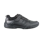 side view of Maxx Black Leather Athletic Touch Lace Up School Shoe