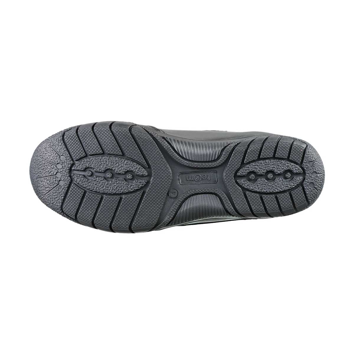 sole view of Maxx Black Leather Athletic Touch Lace Up School Shoe