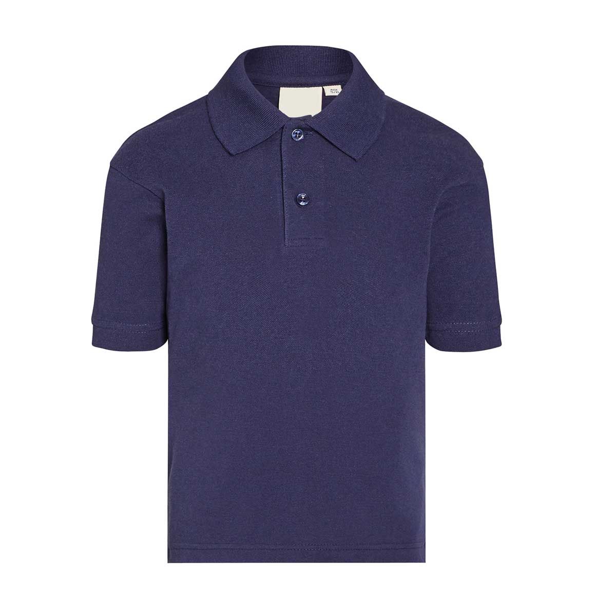 Short-sleeve navy school polo shirt for children with 2 button collar