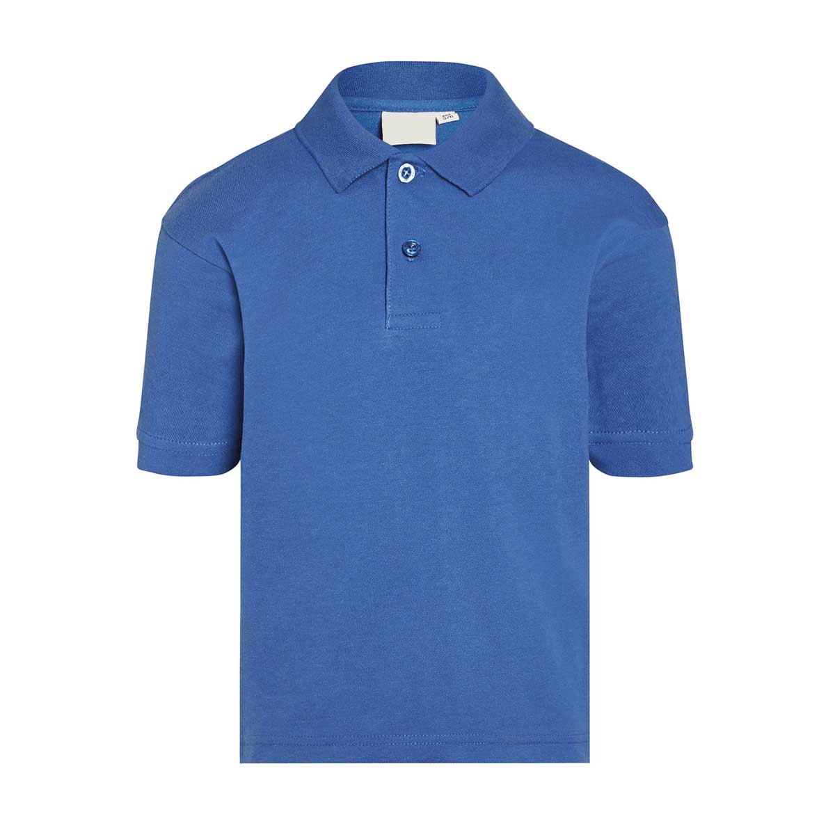 Royal blue polo shirt for school children with 2 button collar
