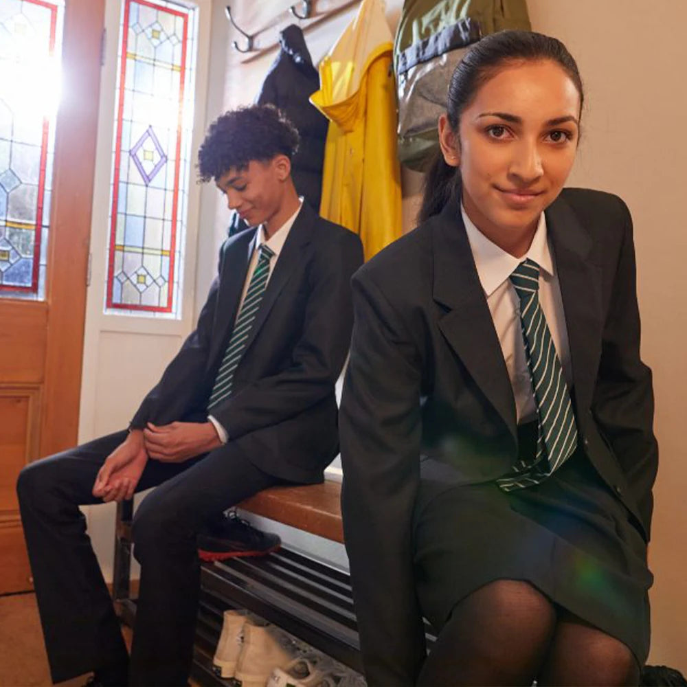 2 students wearing David Luke Secondary School Uniforms - Northwich Schoolwear