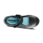 top view of Star Black Leather Fitted Soft Touch Tape School Shoe