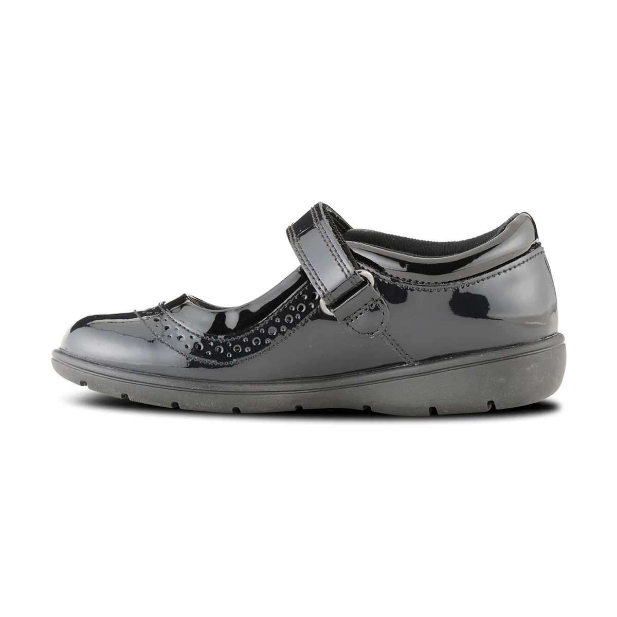 inner side view of Vega Black Patent Leather School Shoe
