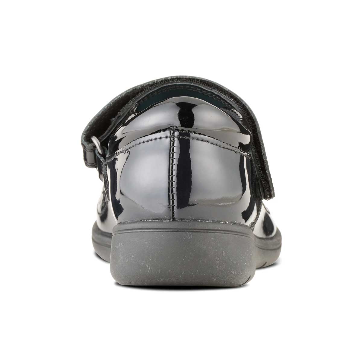 back view of Vega Black Patent Leather School Shoe