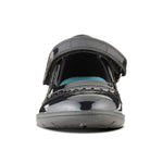 front on view of Vega Black Patent Leather School Shoe