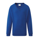 Classic royal blue V-neck sweatshirt for school students