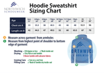 Sizing chart for the Little Leigh Primary School PE Hoodie