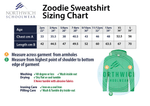 Size chart for the Over Hall Community School Zoodie