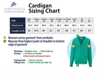 Sizing chart for the Victoria Road Primary School Cardigan